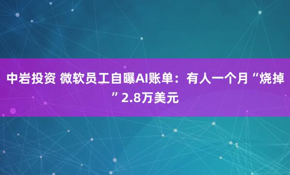 中岩投资 微软员工自曝AI账单：有人一个月“烧掉”2.8万美元